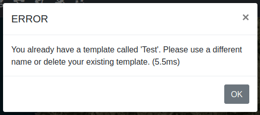 Bad template upload dialog example