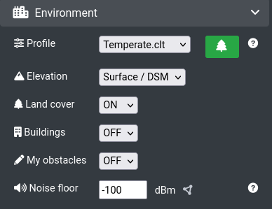 Input menu "Environment" section
