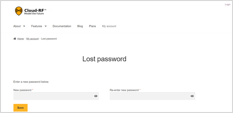 CloudRF Lost Password Form