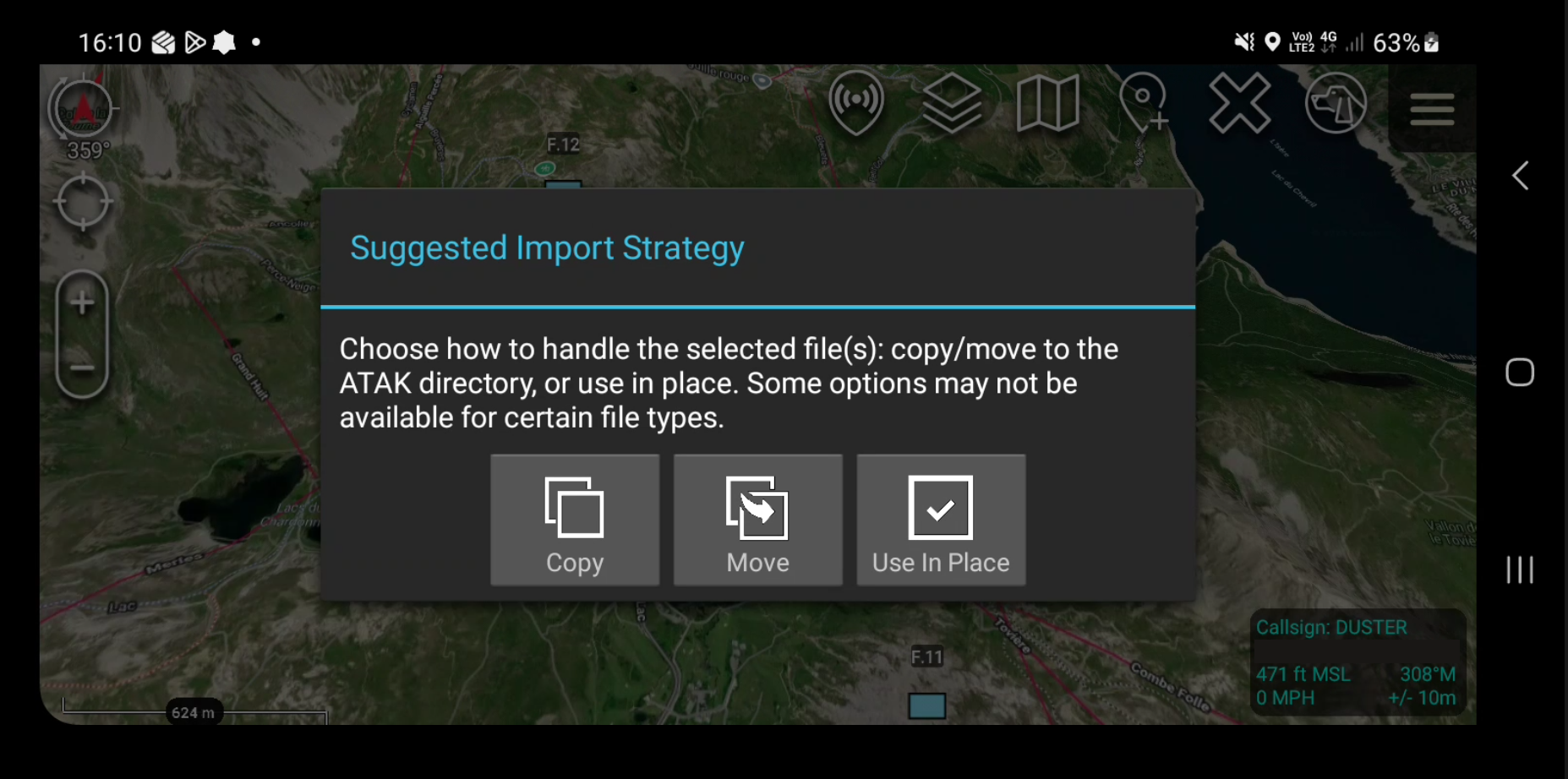 ATAK file import choice