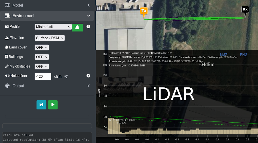 Path profile response using LIDAR