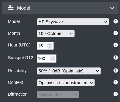 Menu section with HF skywave