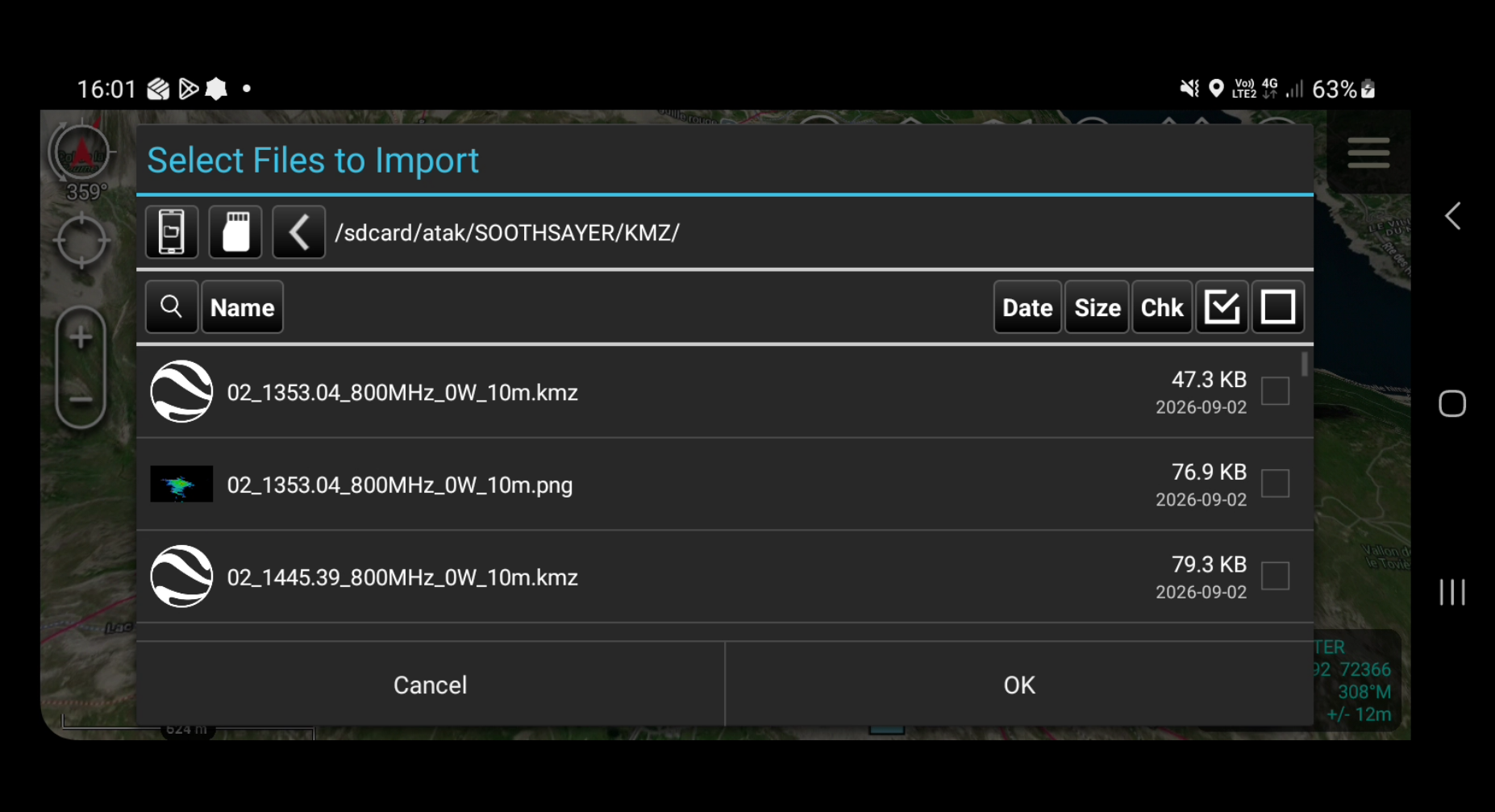 ATAK file import KMZ list