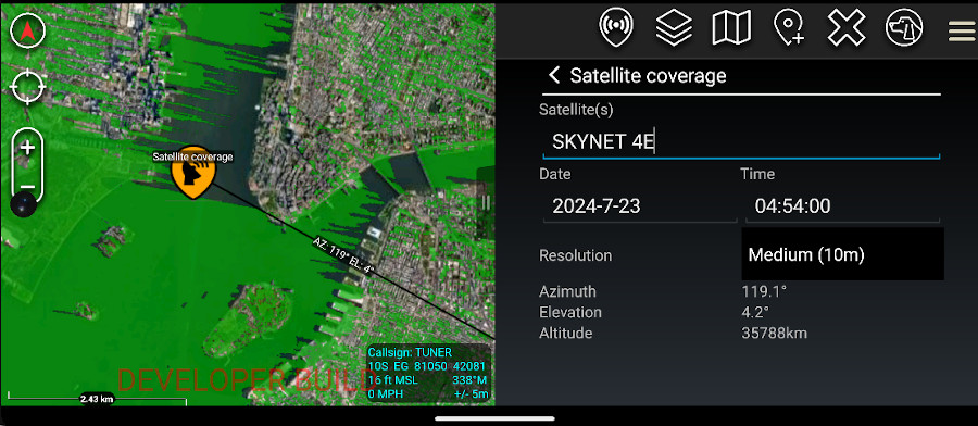 Satellite coverage in NYC