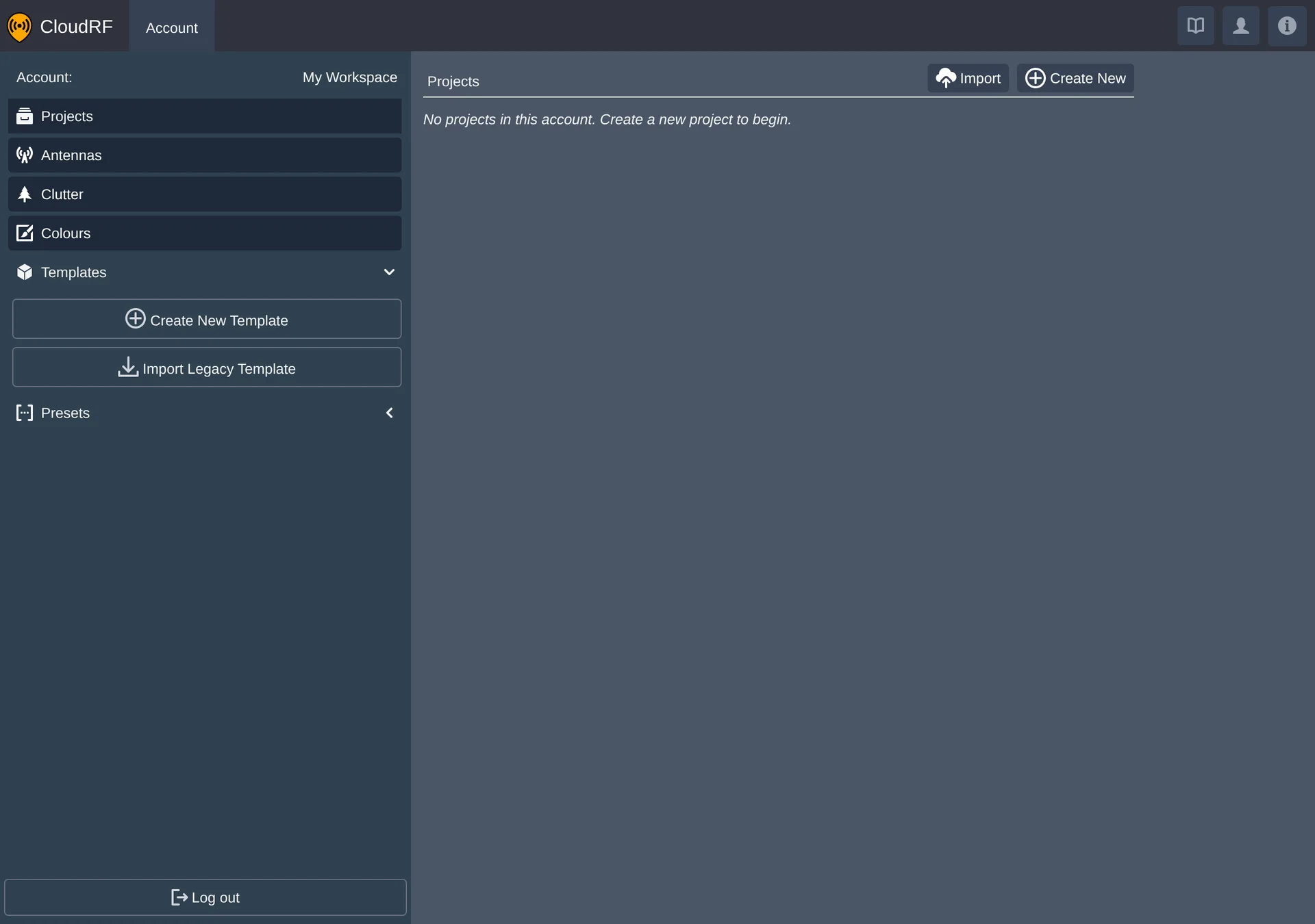 account page post-login landing