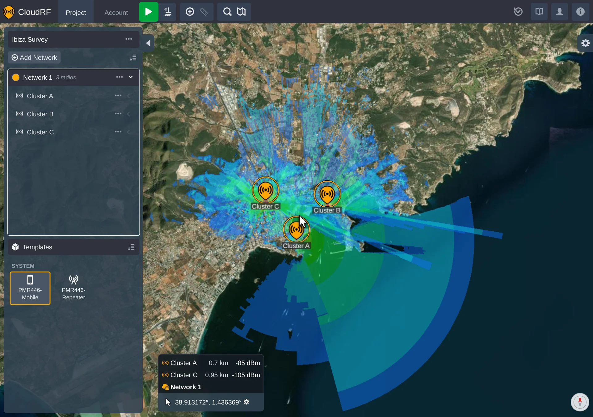 Merge heatmaps off: separate per-radio coverage