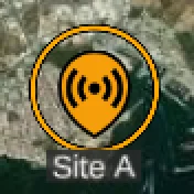 a solid orange ring around a transmitter