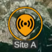 a solid orange ring around a transmitter