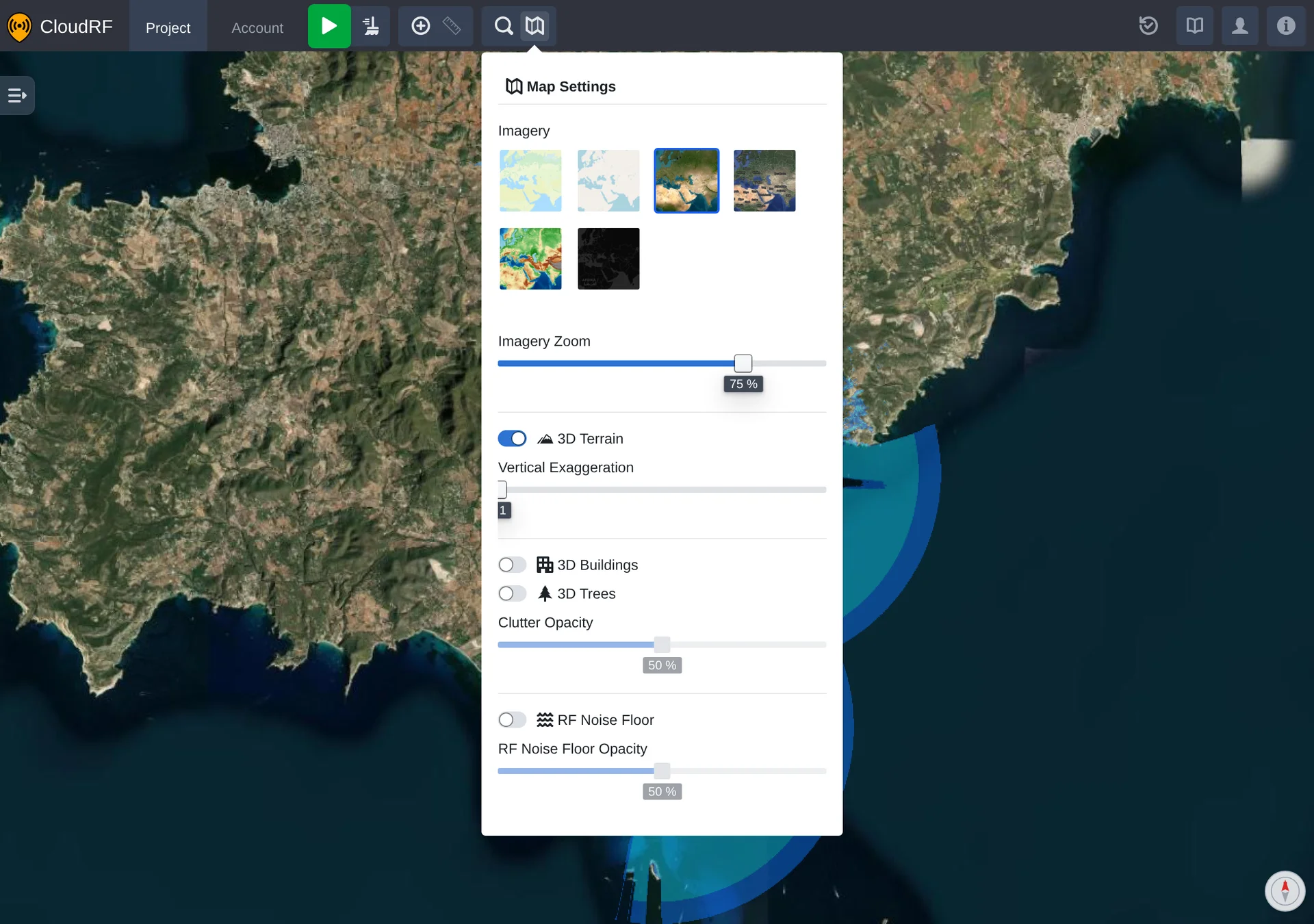 the map settings popup