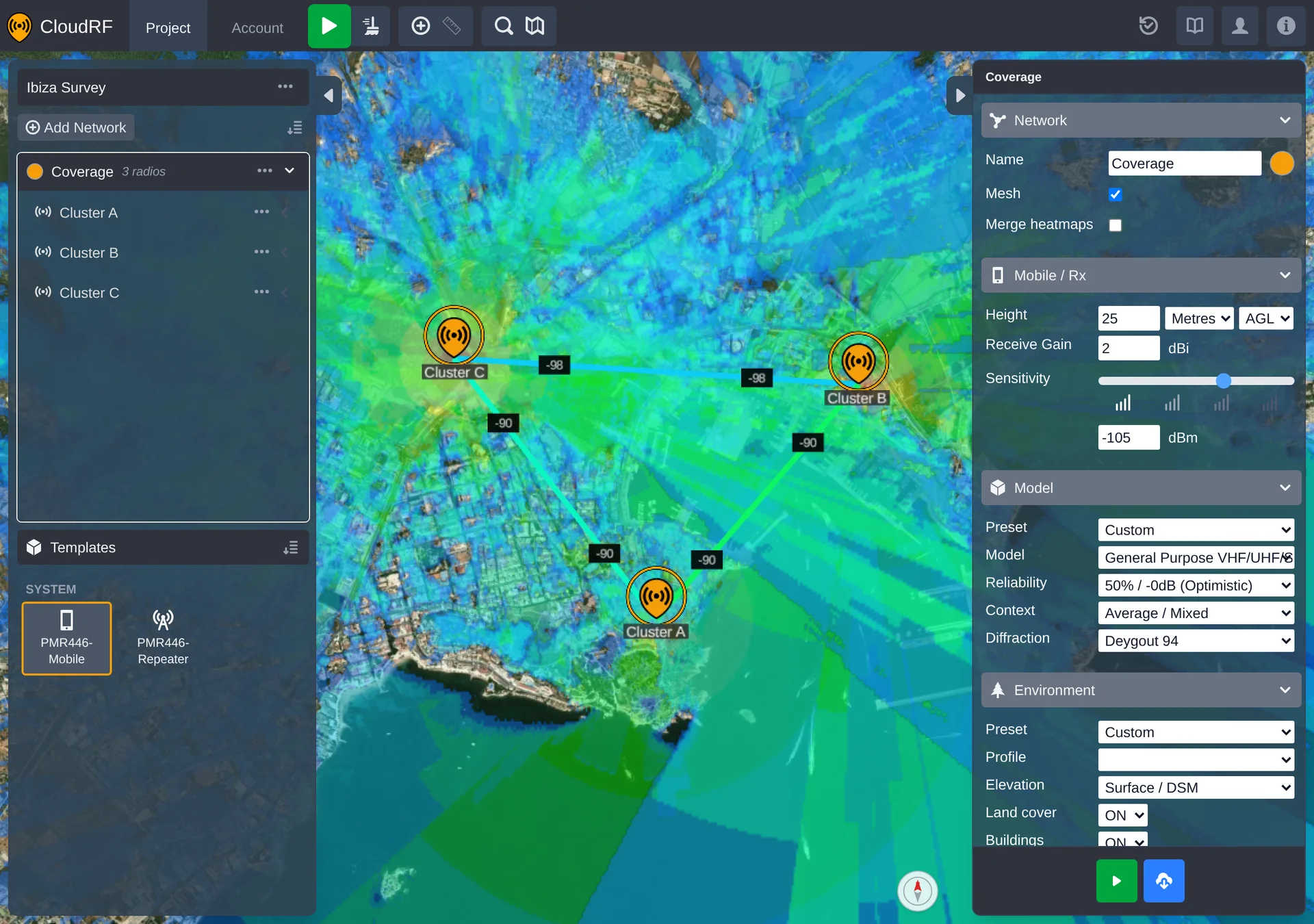 network settings with the shared-settings groups revealed, mesh on