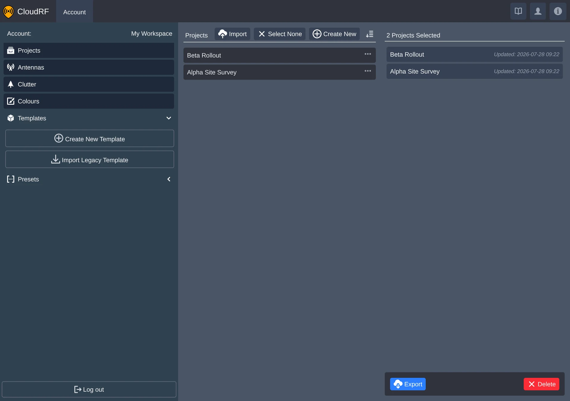 multiple projects selected in the list