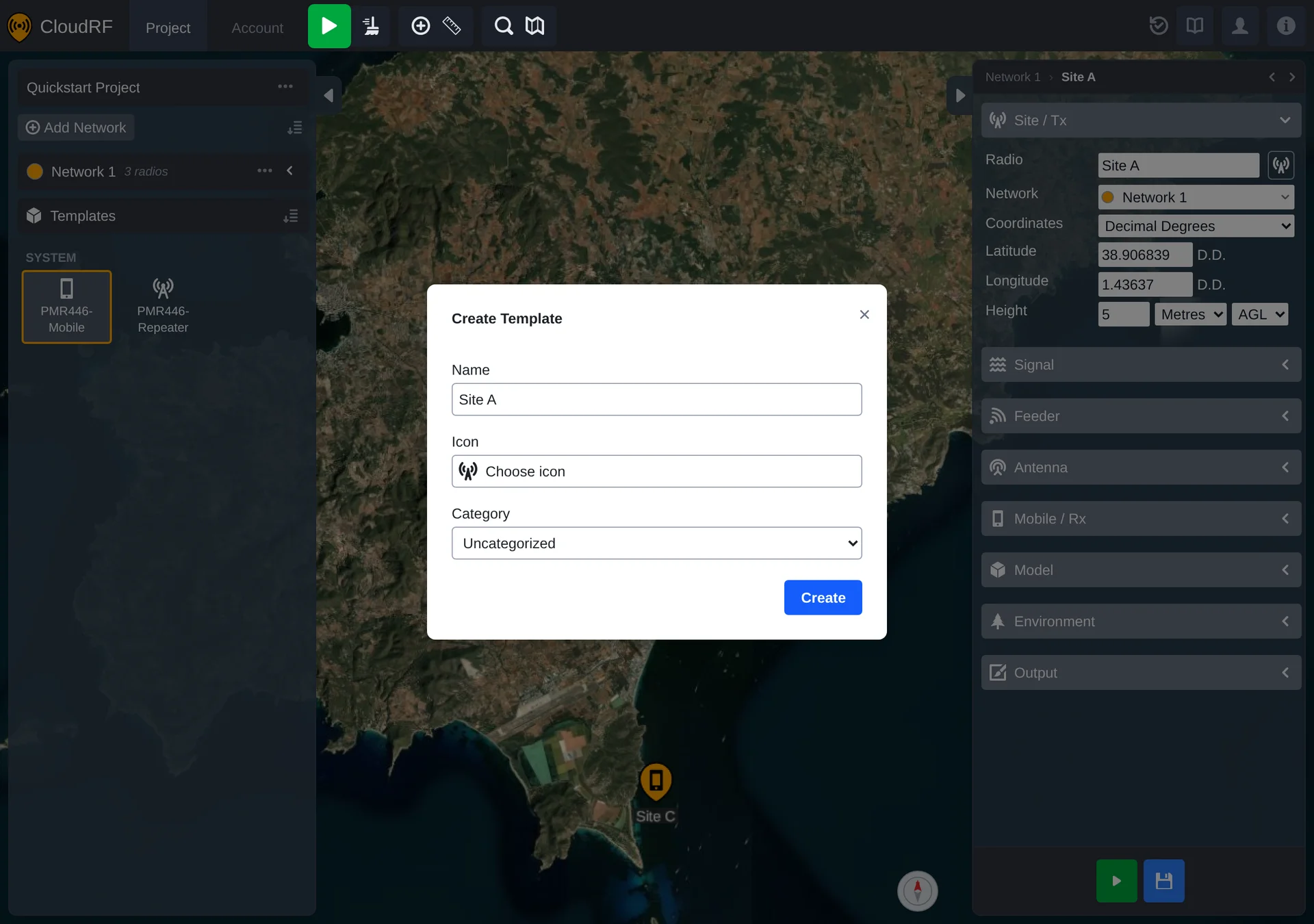 the save-as-template naming/category dialog