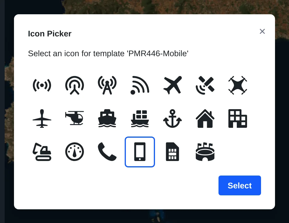 the icon picker dialog
