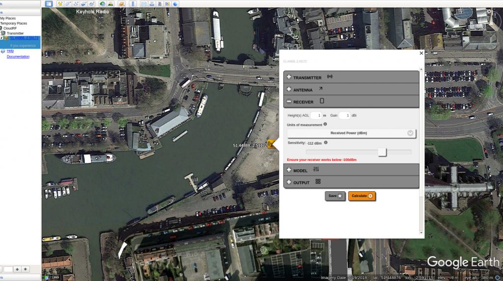 Google Earth interface CloudRF