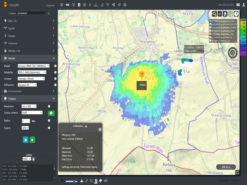 Ericsson 9999 prediction of LTE Coverage using Cloud RF