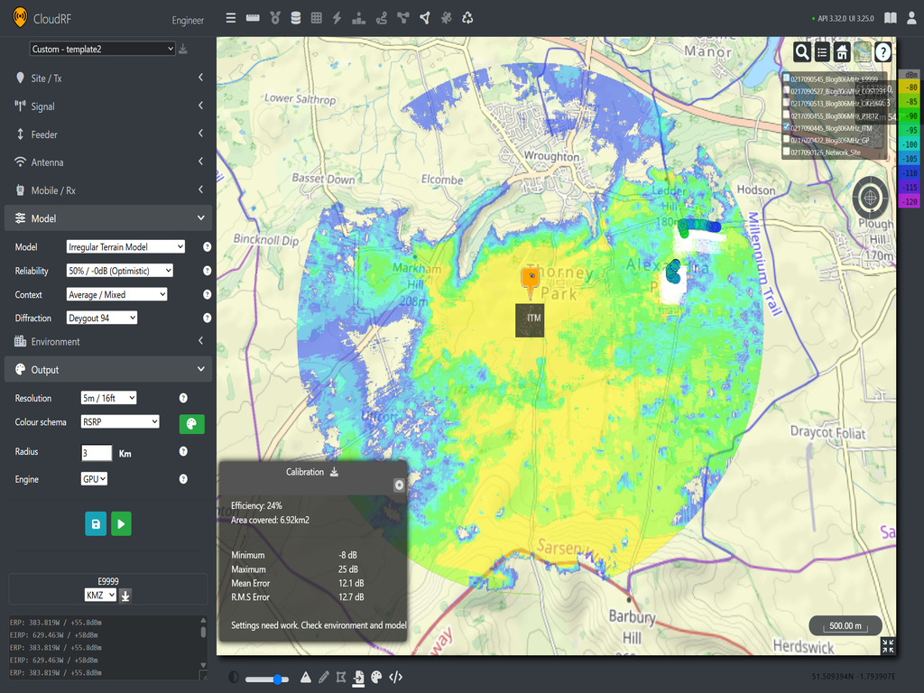 Irregular Terrain Model prediction of LTE Coverage using Cloud RF